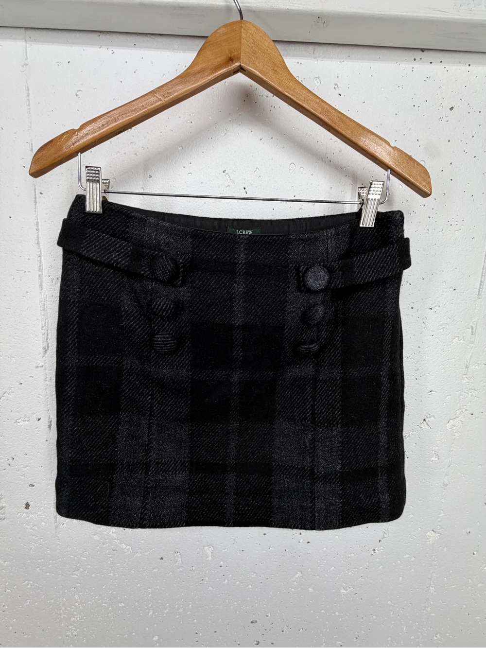 J. Crew Women’s size 2 Y2K Wool Blend Gray Black Plaid Mini Skirt